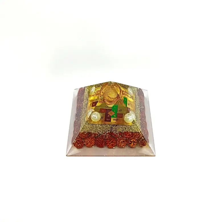 Vastu Dosh Nivaran Pyramid Yantra with 5 Mukhi Rudraksha Beads - Image 5