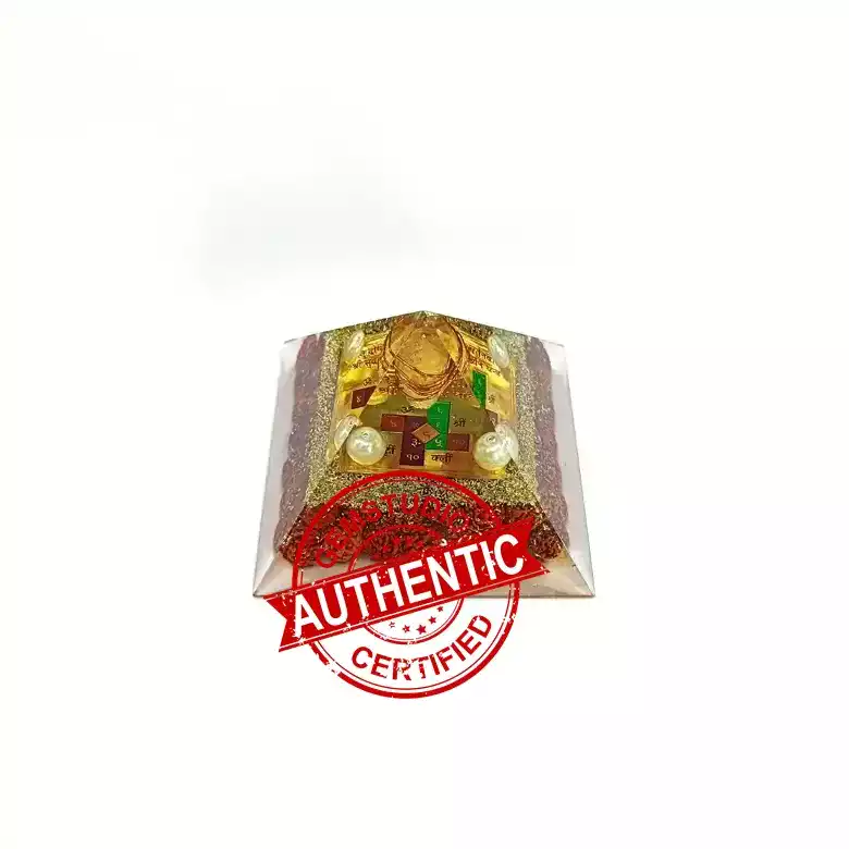 Vastu Dosh Nivaran Pyramid Yantra with 5 Mukhi Rudraksha Beads - Image 6