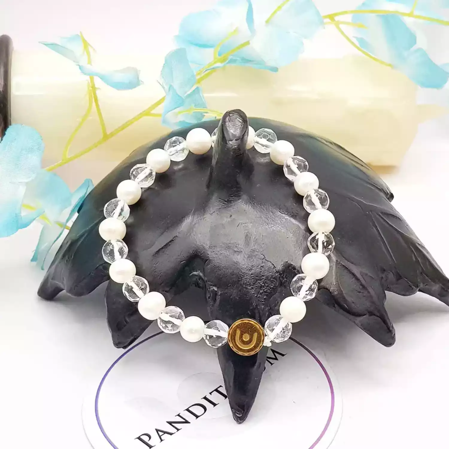 White Pearl & Crystal Bracelet - To Bring Honor & More Friends