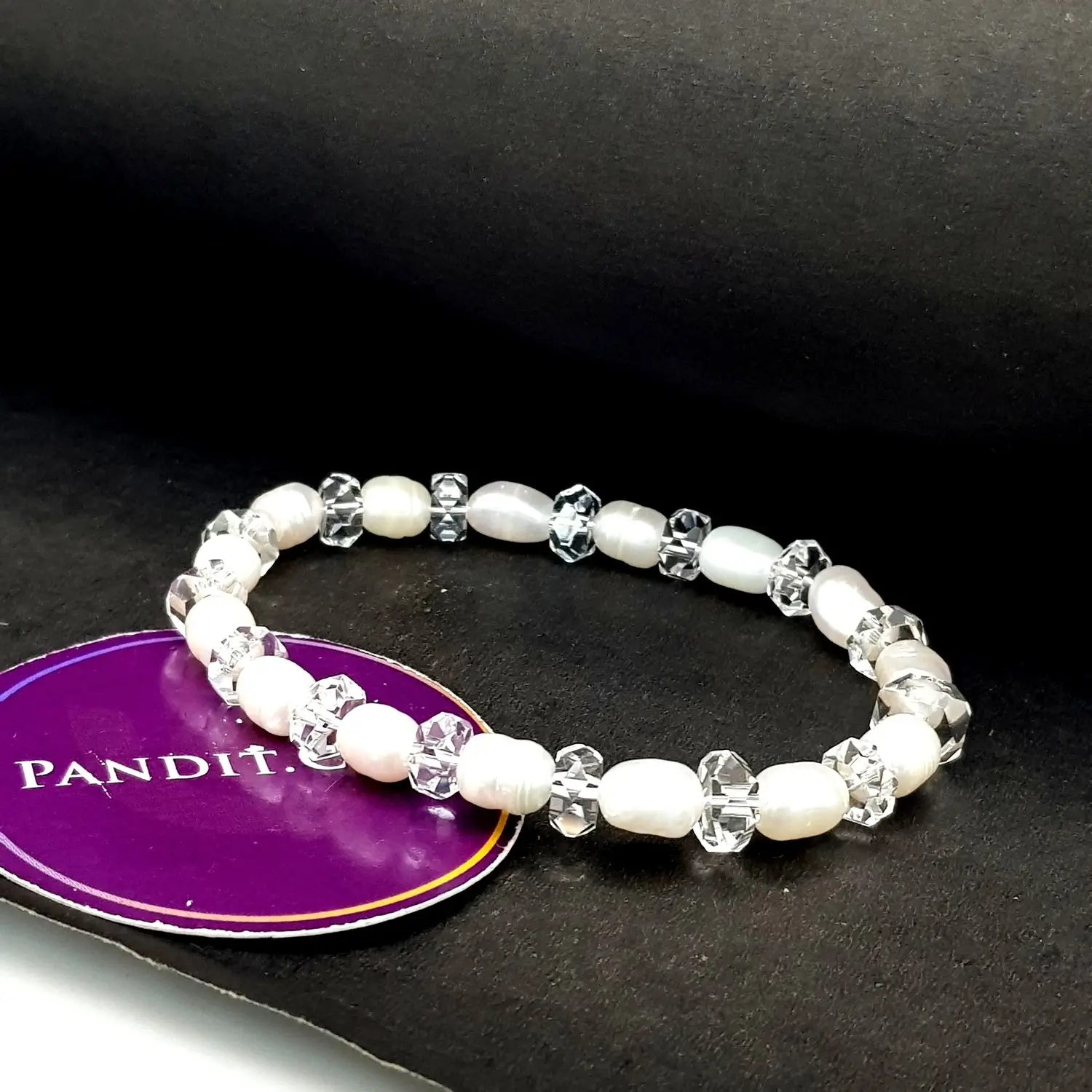 White Pearl & Crystal Bracelet - To Bring Honor & More Friends - Image 2