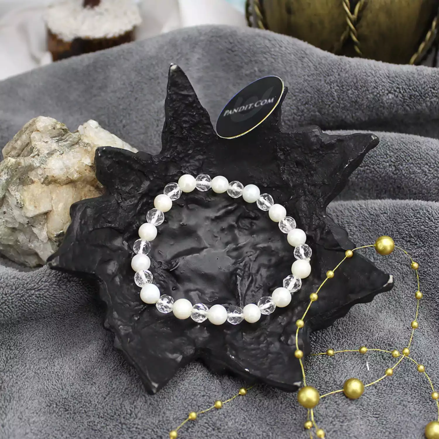 White Pearl & Crystal Bracelet - To Bring Honor & More Friends - Image 3
