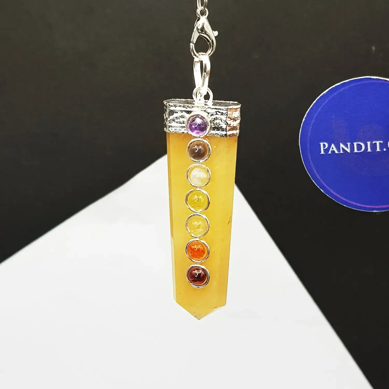 Yellow Aventurine 7 Chakra Pencil Pendant - Image 3