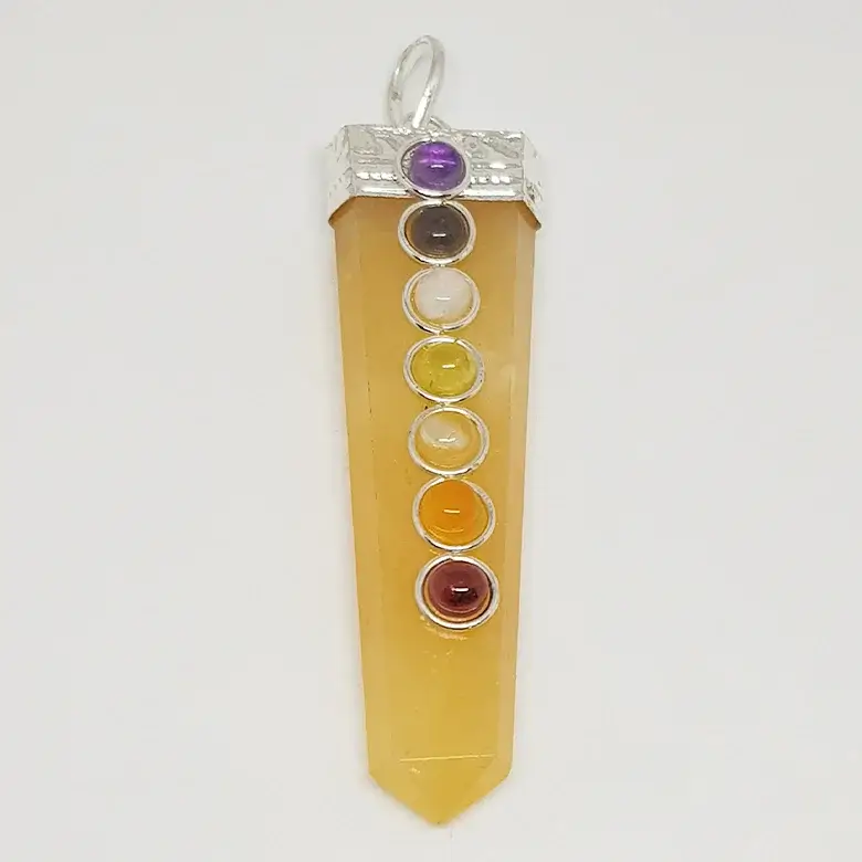 Yellow Aventurine 7 Chakra Pencil Pendant - Image 4