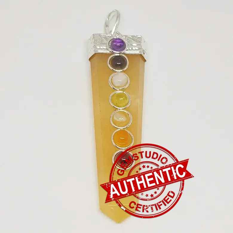 Yellow Aventurine 7 Chakra Pencil Pendant - Image 5