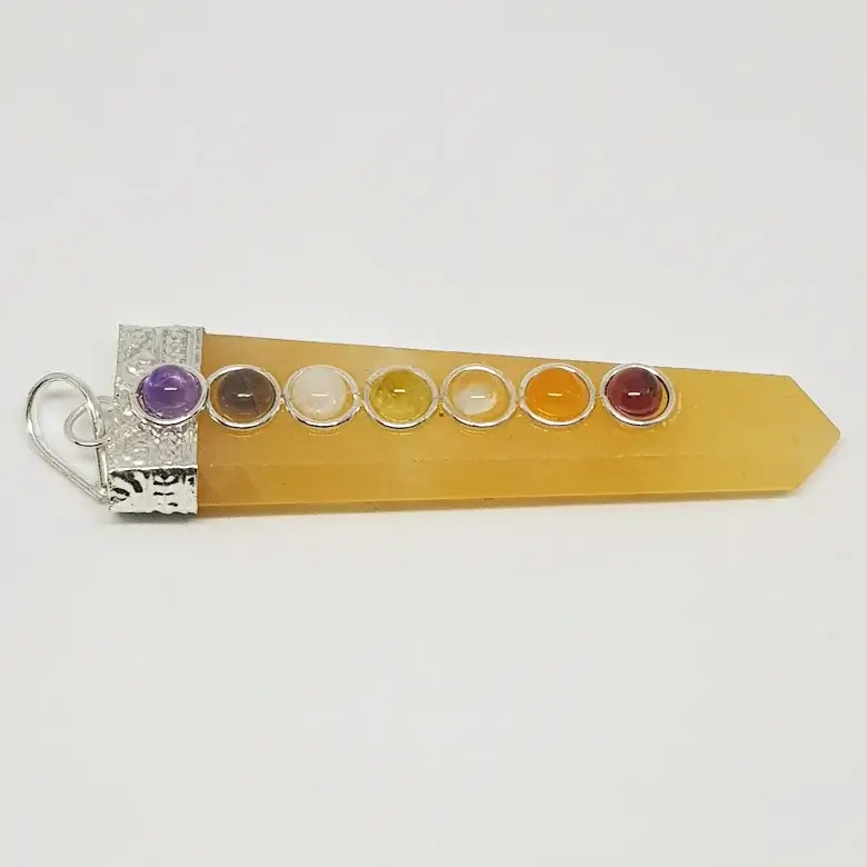 Yellow Aventurine 7 Chakra Pencil Pendant - Image 6