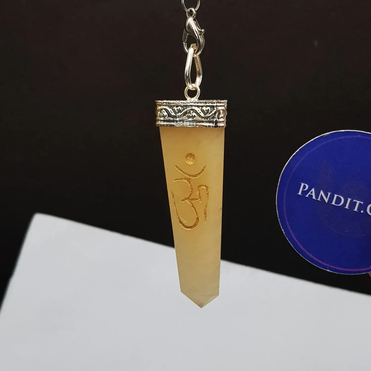 Yellow Aventurine Om Pencil Pendant - Image 3