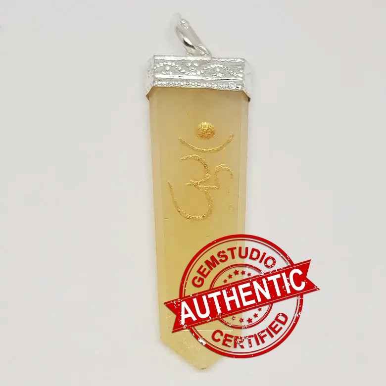 Yellow Aventurine Om Pencil Pendant - Image 5