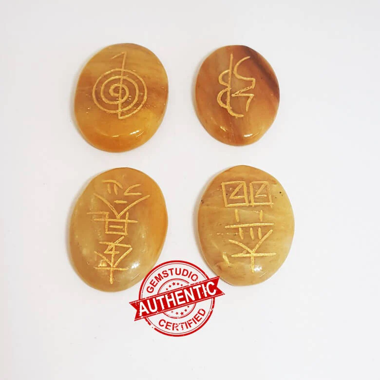 Yellow Aventurine Reiki Symbol Healing Stones Set - For Hope - Image 3