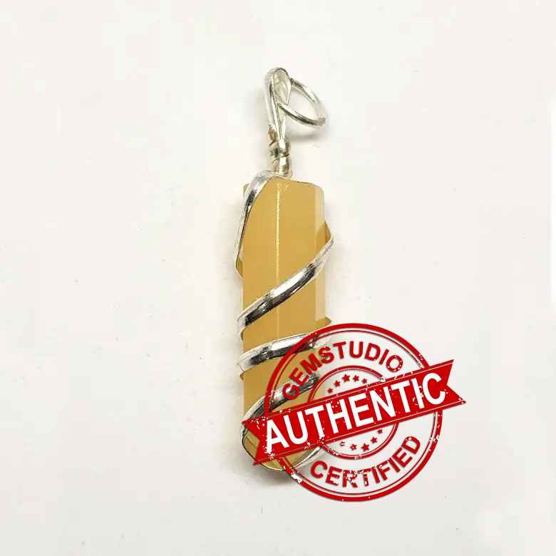 Yellow Aventurine Spiral Pencil Pendant - Image 4