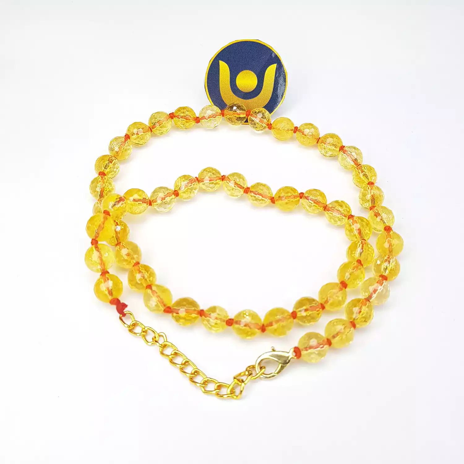 Yellow Citrine Diamond Cut Mala Necklace - Best for Students - Image 5