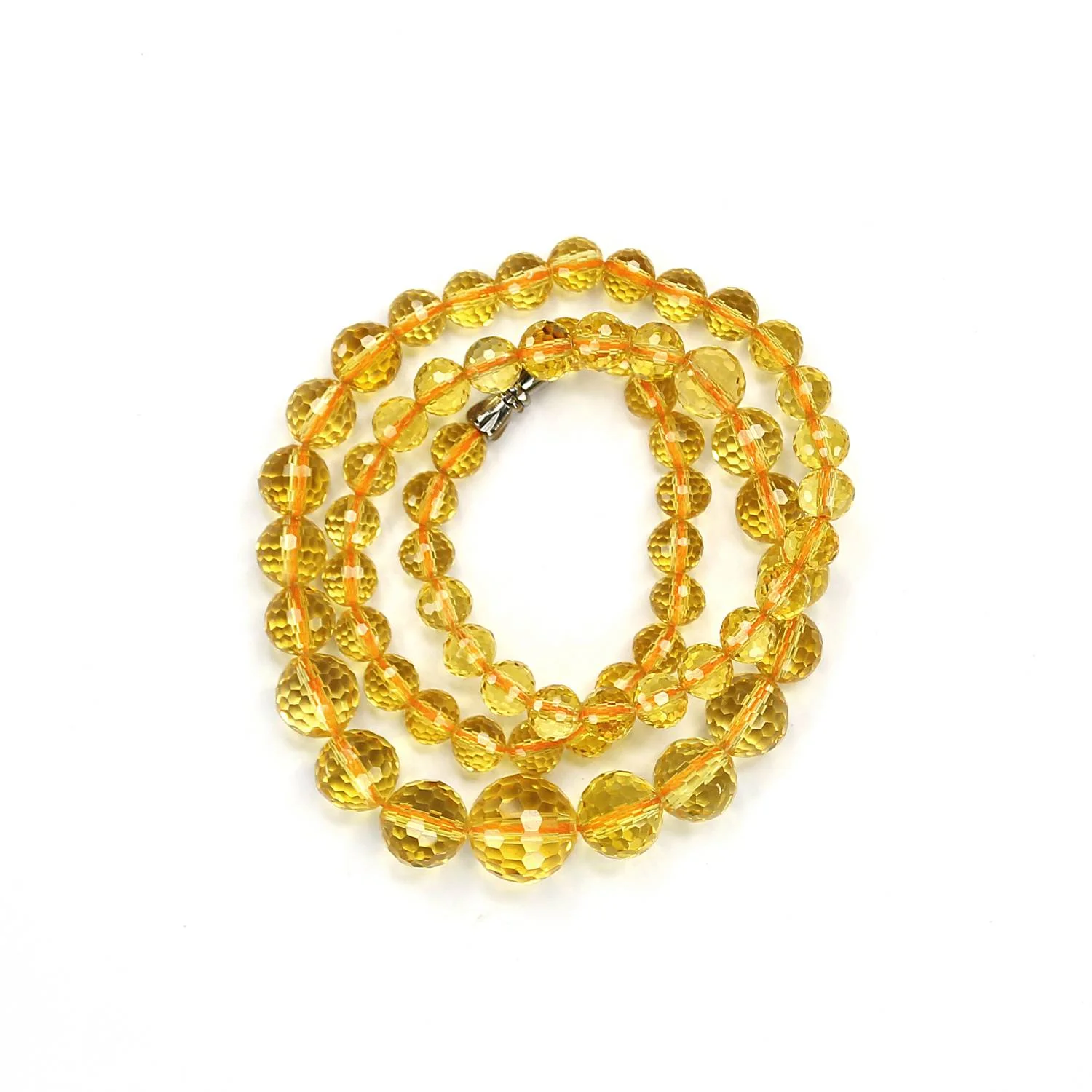 Yellow Citrine Diamond Cut Mala Necklace - Best for Students - Image 7