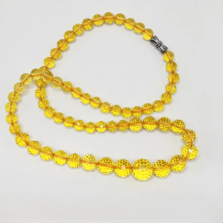 Yellow Citrine Diamond Cut Mala Necklace - Best for Students - Image 8