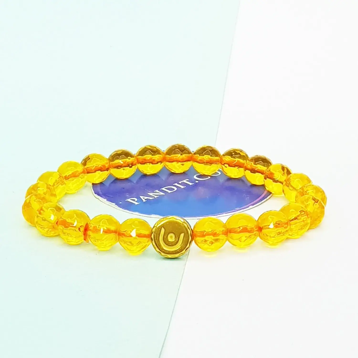 Yellow Diamond Cut Glass Bracelet - For Confidence & Abundance - Image 3