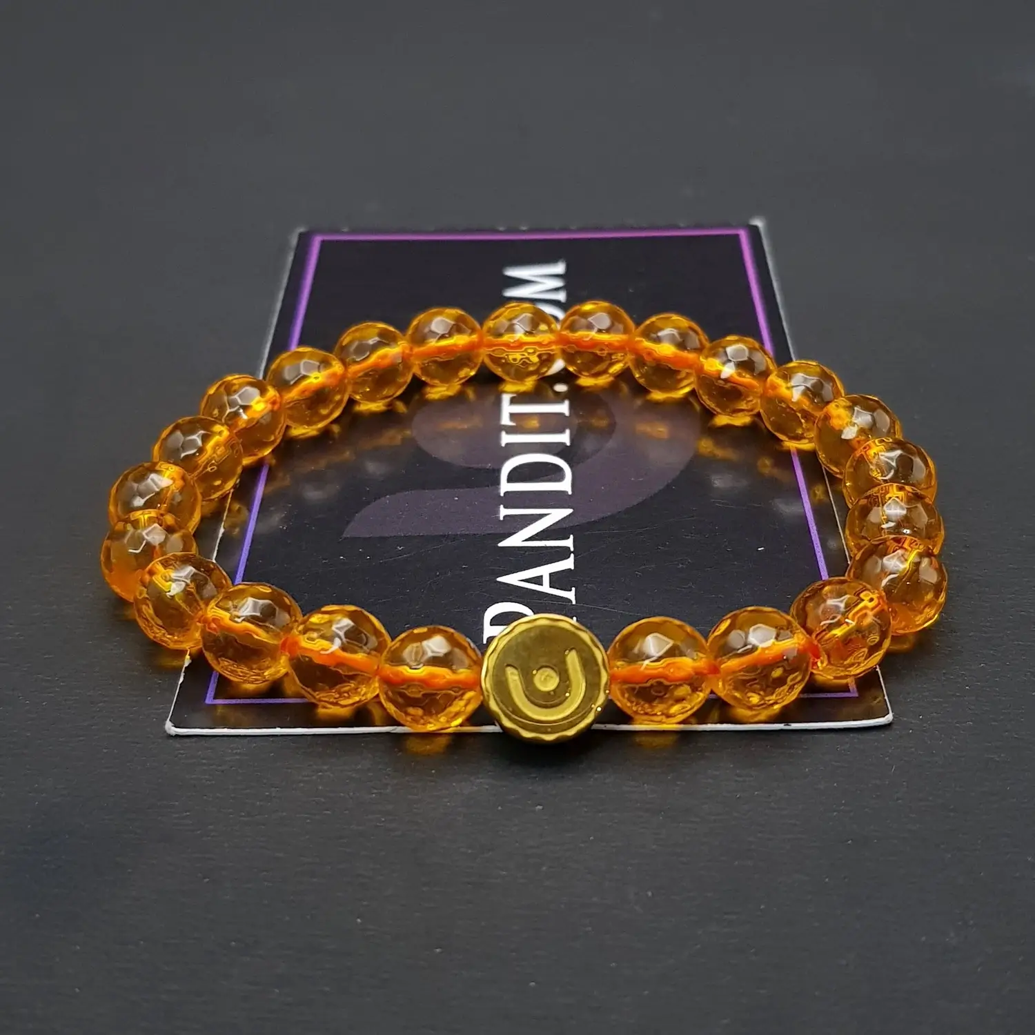 Yellow Diamond Cut Glass Bracelet - For Confidence & Abundance - Image 4