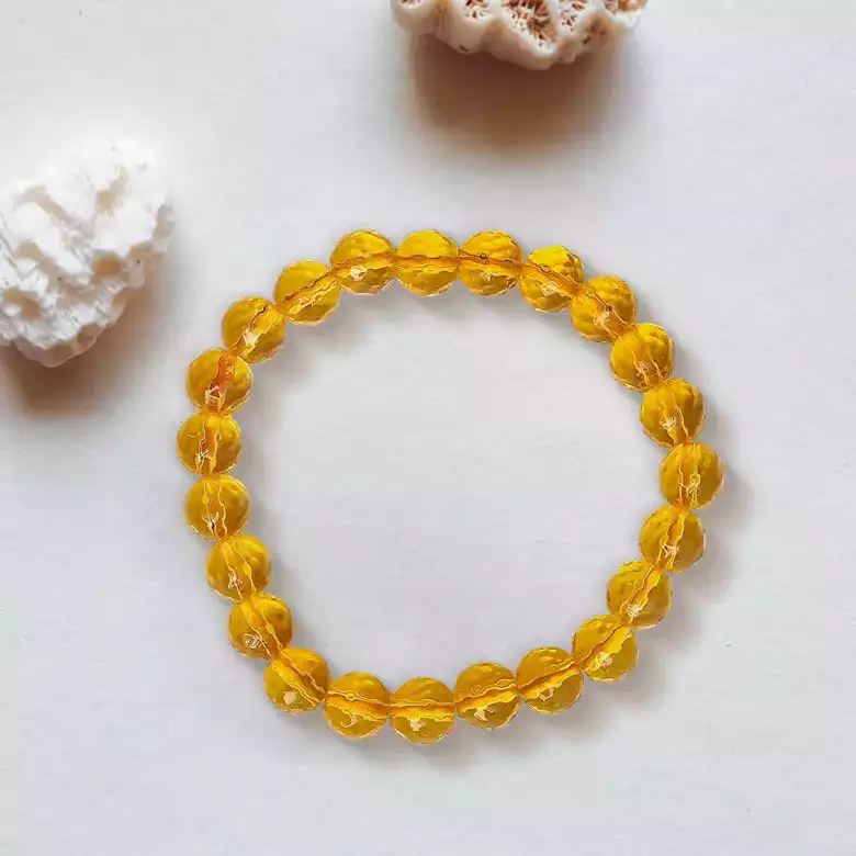 Yellow Diamond Cut Glass Bracelet - For Confidence & Abundance - Image 5